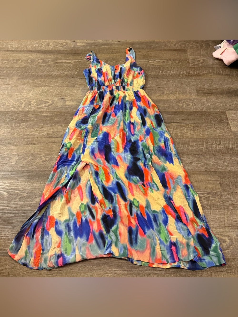 Anthropologie Maeve Aloisia Watercolor Silk Maxi Dress